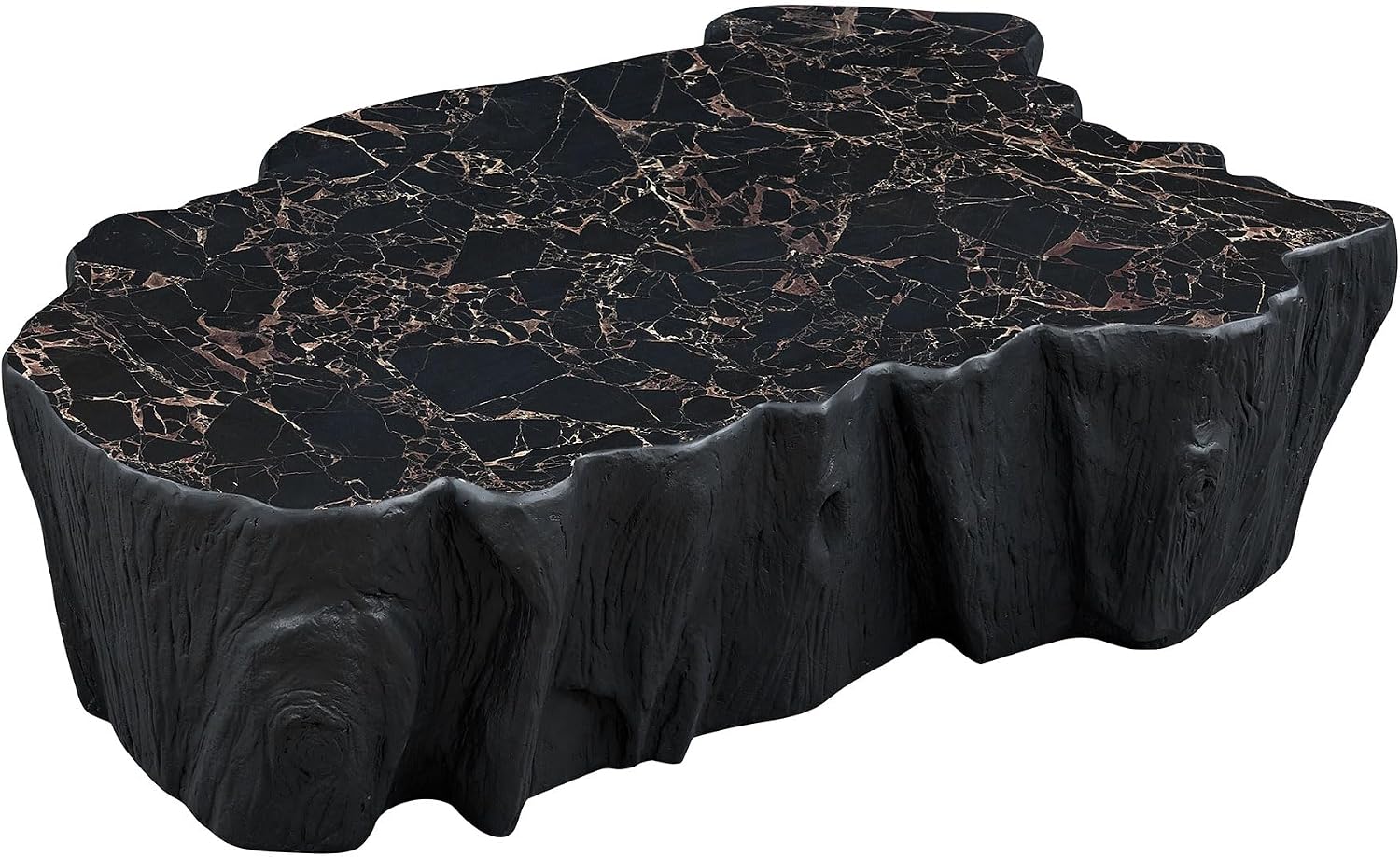 WILLIAMSPACE 48.62' Irregular Coffee Table with Tree Root Design for Living Room, Modern Luxury Fiberglass Center Table with Unique Shape, Accent End Tea Table for Apartment, No Need Assembly (Black)