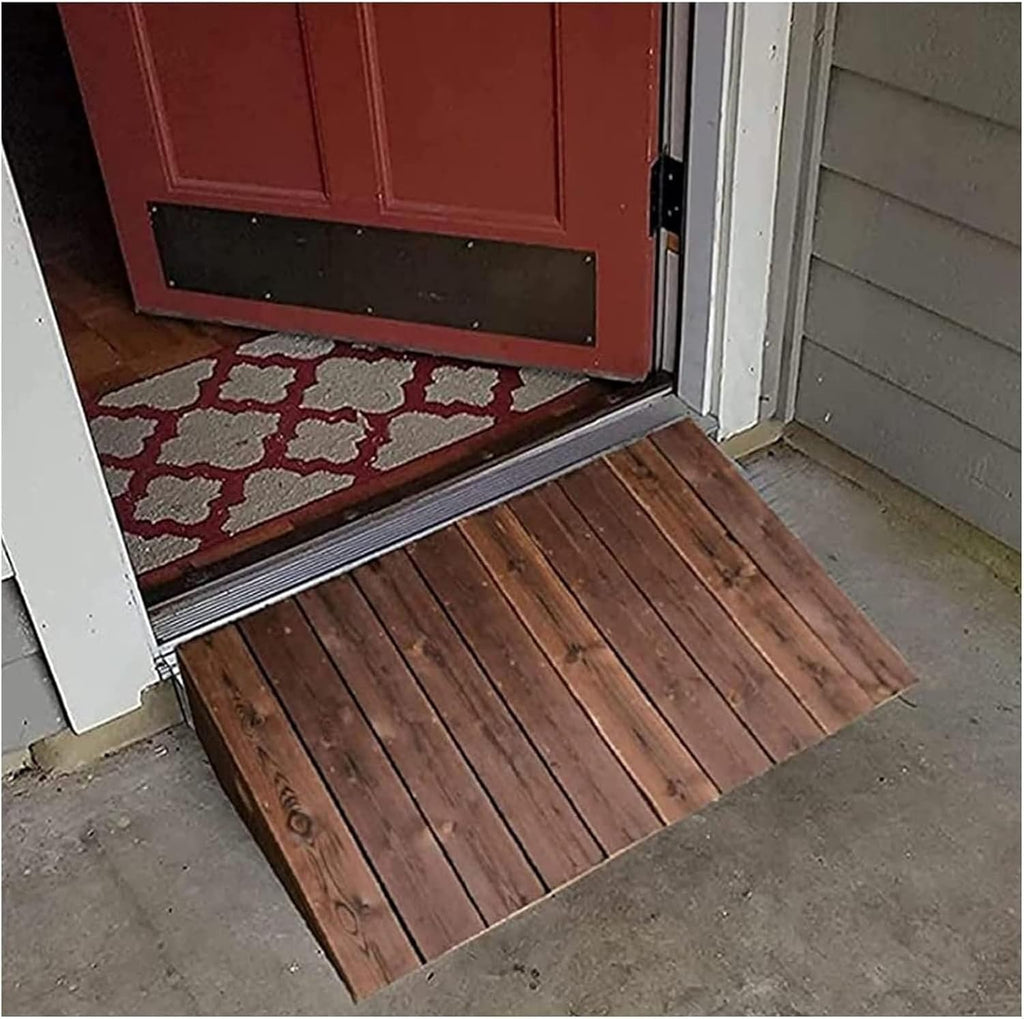 Threshold Ramp, Sturdy Portable Threshold Ramps for Wheelchairs 4 5 6 7 8 10 Inch Rise, Wood Portable Transition Slope Pad with Non-Skid Surface, for Doorways/Front Door/Garage(80x50x10cm/31.5x19.7x4i