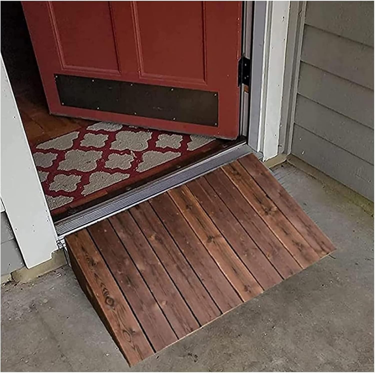 Threshold Ramp, Sturdy Portable Threshold Ramps for Wheelchairs 4 5 6 7 8 10 Inch Rise, Wood Portable Transition Slope Pad with Non-Skid Surface, for Doorways/Front Door/Garage(80x50x10cm/31.5x19.7x4i