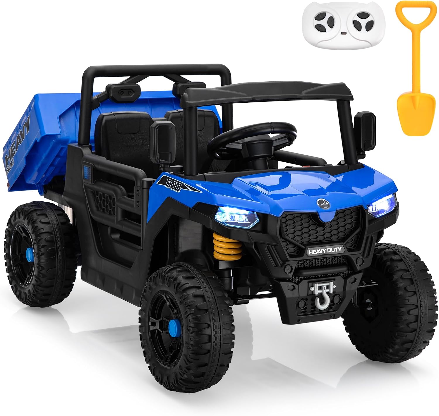 TOBBI Ride on Dump Truck with Electric Dump, Ride on Car with Remote Control, Kids Car to Drive Battery Power Wheels Electric Car Toys for Kids Toddlers Aged 3-8 with Music Player LED Light