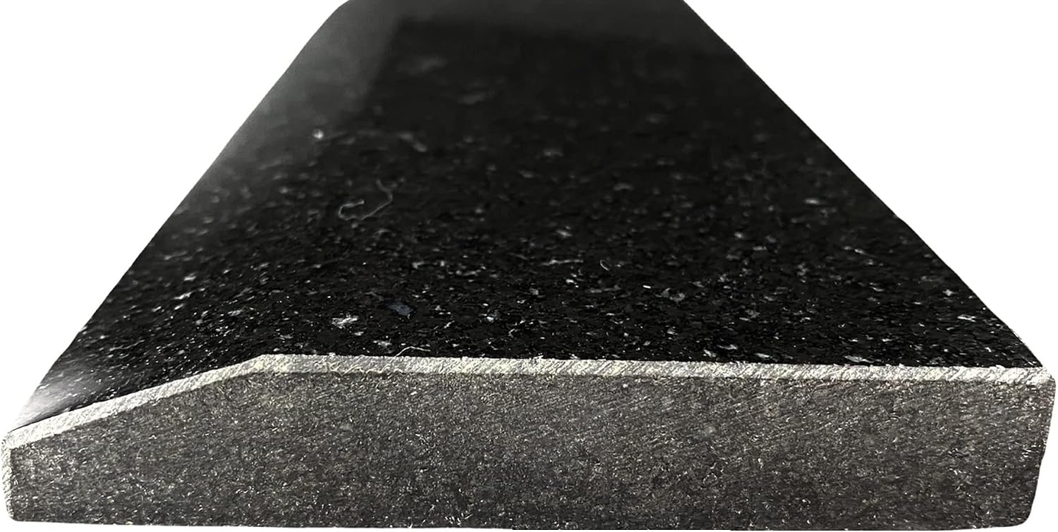 Tenedos Single Hollywood One High Beveled Absolute Black Marble Doorway Granite Floor Threshold Tile (Marble Saddle) Polished, Maintenance Free, Stain Resistant - (4' x 36')