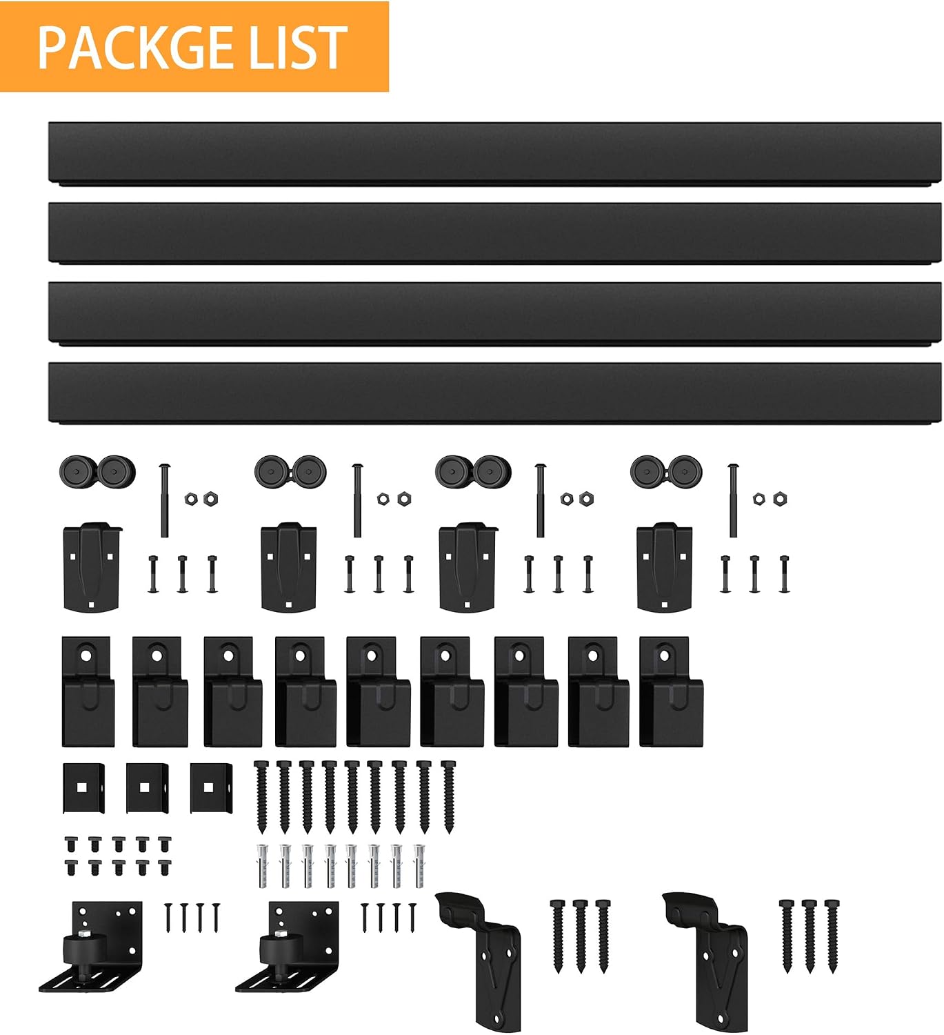 20FT Black Box Rail Exterior Barn Door Hardware Kit for 2 Doors, Sliding Heavy Duty Barn Door Track, Wall Mount Barn Door Hardware with 11 Track Brackets(Doors NOT Include)