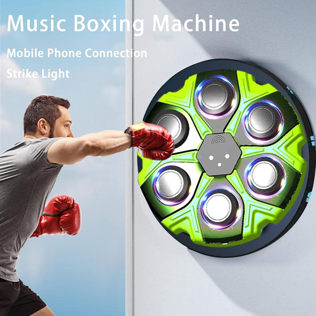 Smart Music Boxing Machine,Boxing Training Device with RGB Lighting and Gloves,Wall Punching Pad for Office Gym Workout,Black,40 cm x 40 cm