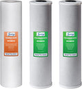 iSpring F3WGB32B 4.5' x 20' 3-Stage Whole House Water Filter Replacement Pack Set with Sediment and Carbon Block Cartridges Reduces up to 99% Chlorine, White