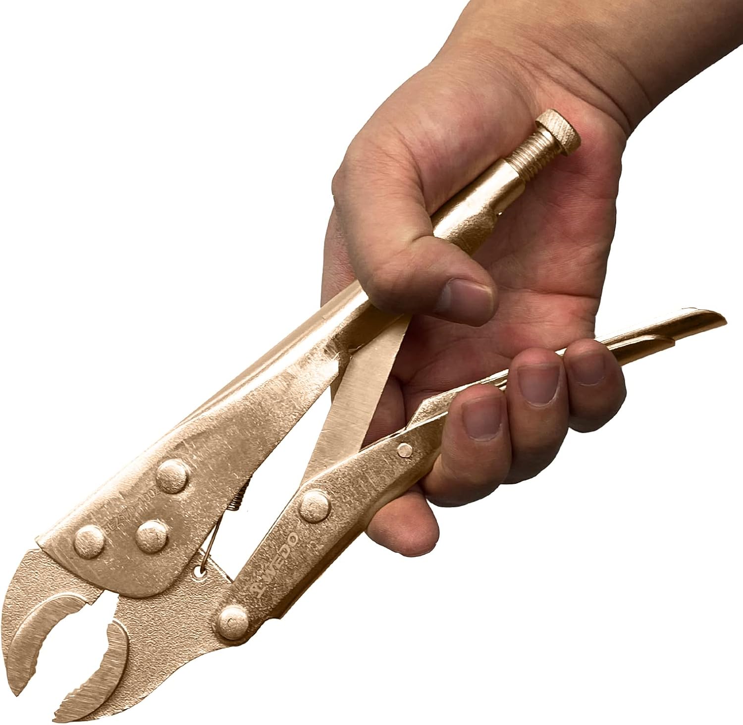 WEDO Locking Pliers 10-Inch,Non-Sparking Curved Jaw Locking Pliers with Wire Cutter,Beryllium Copper,DIN Standard,BAM Certificate,Die-forging