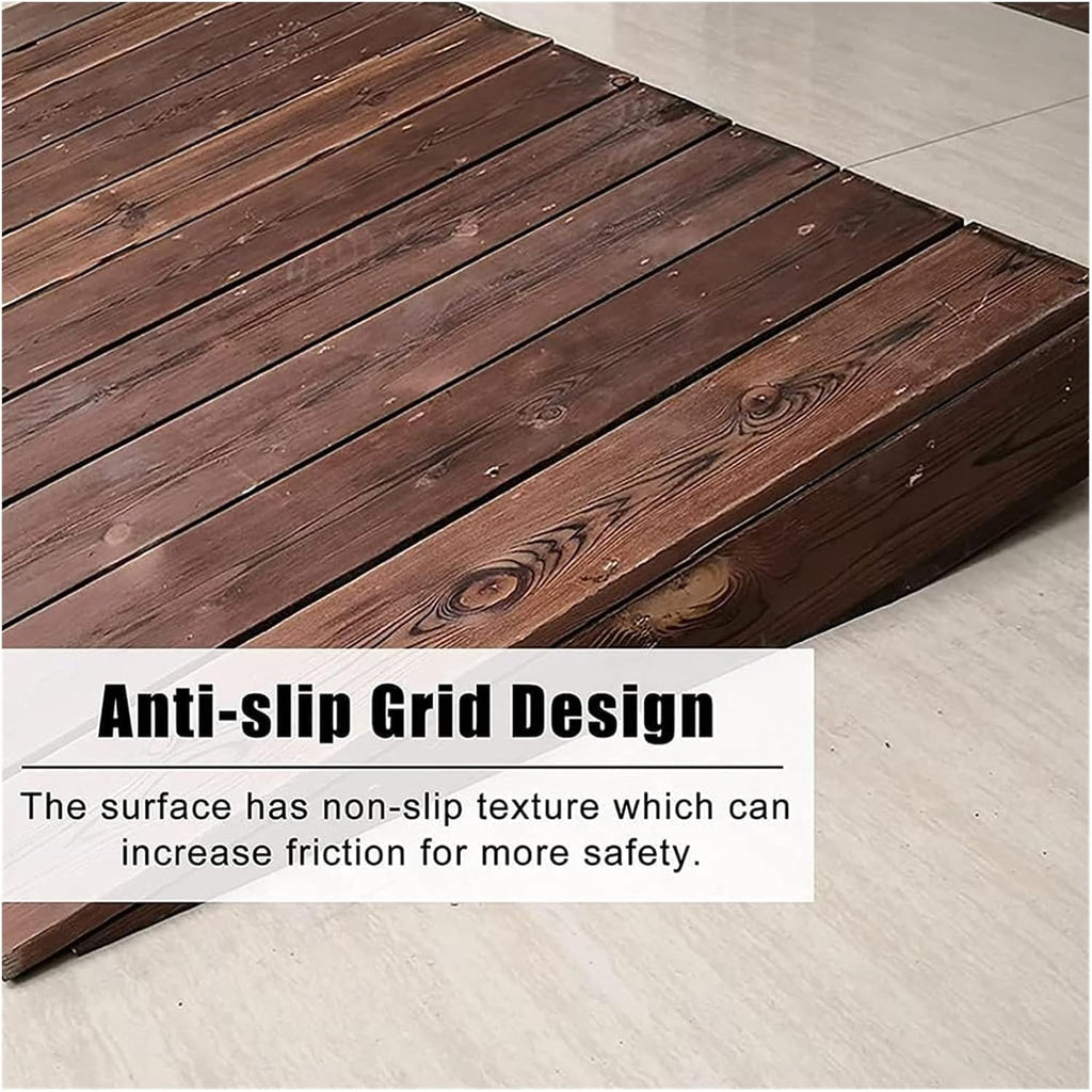 Wood Threshold Ramps 10/18/20/25cm Rise Entry Ramp,for Home/Steps/Stairs/Doorways/Curbs,Non Slip Surface,600lbs Capacity (Color : A, Size : 60x80x25cm(23.5x31.5x9.8in