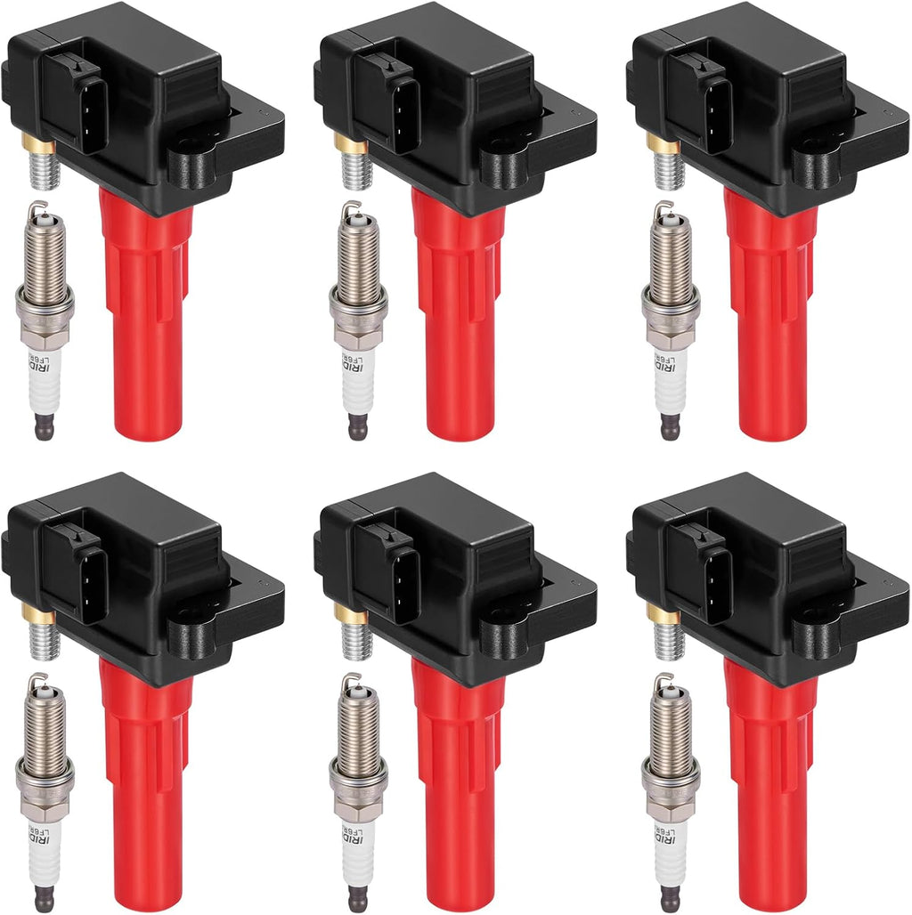 BDFHYK 6 Ignition Coil Pack UF666 and 6 Iridium Spark Plug 6619 Compatible with Subaru 2010-2019 Legacy, 2010-2019 Outback, 2010-2014 Tribeca 3.6L H6 Coil for GN10666 COP584 1788537 C864