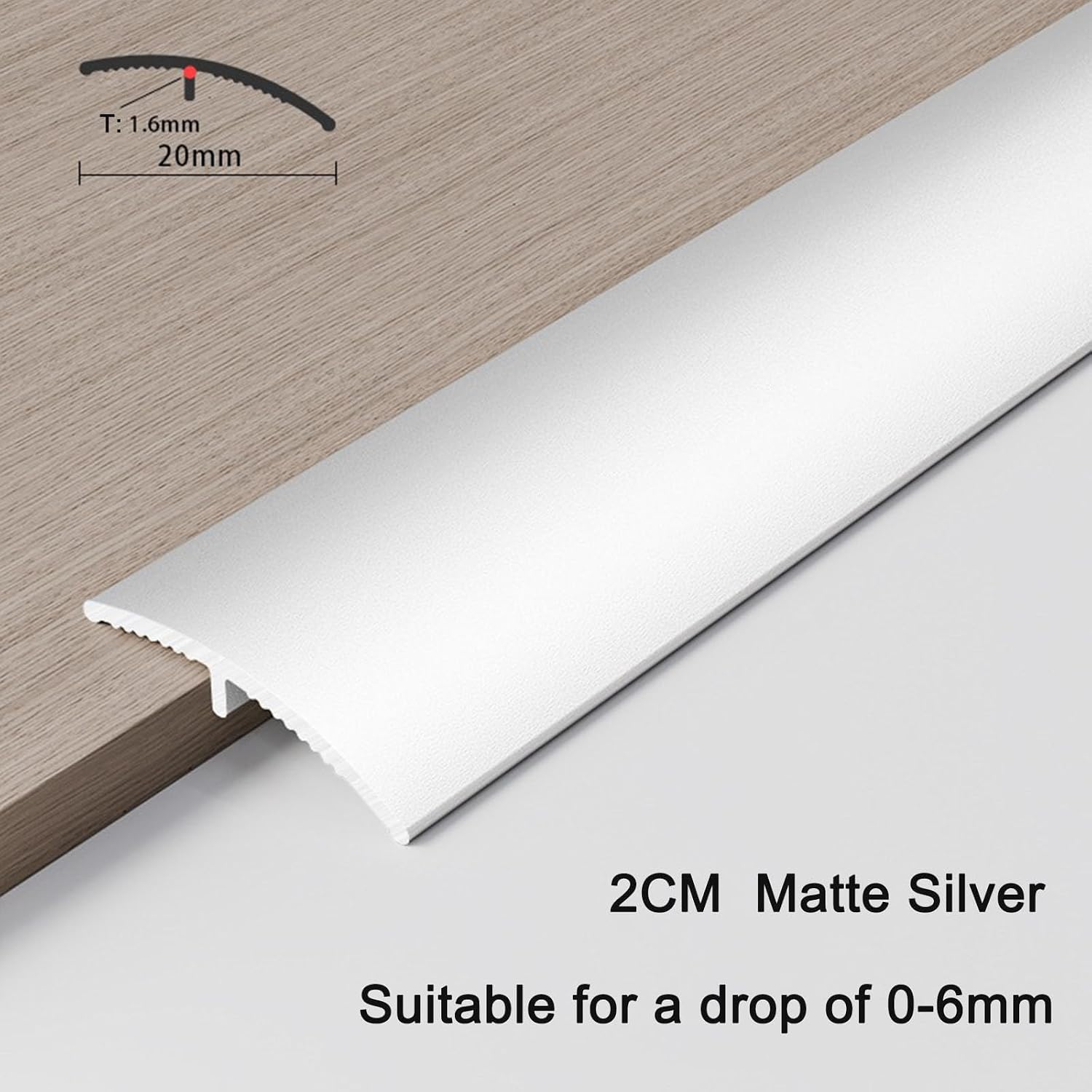 Aluminum Floor Flooring Transition Threshold Strip Reducer, 3 Pack 800 x 20mm 31.52' x 0.79' for Threshold Height Difference 0-6mm 0-0.24' Silver, for Doorways Carpet Ramp Tile Edge Gap Cover