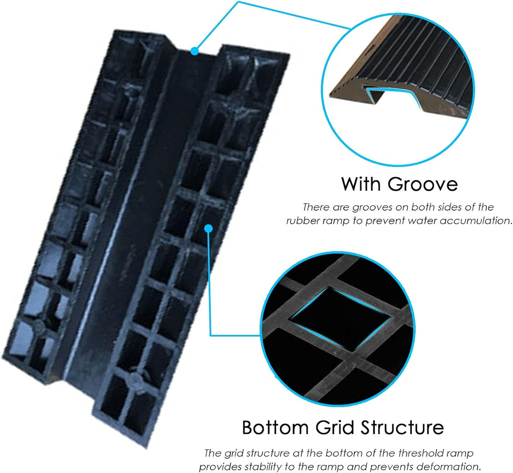 Rubber Threshold Doorway Ramp - Non Slip Entryway Ramp for Wheelchair Walker, Indoor Outdoor Ramp for Easy Access and Safety