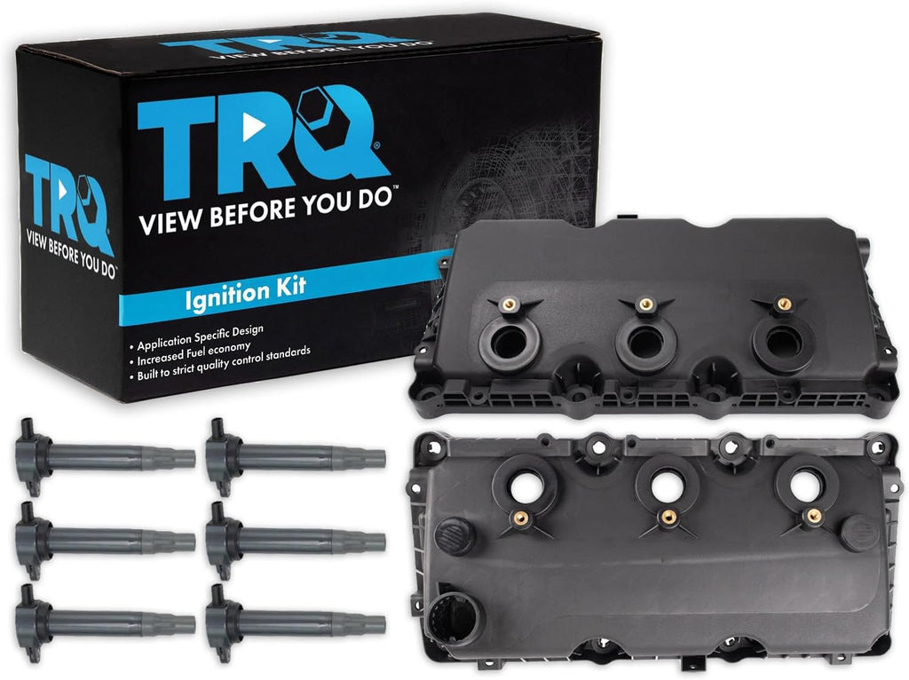 TRQ Ignition Coil Kit 8 Piece Valve Cover Compatible with 2007-2010 Chrysler 300 Sebring Town & Country Pacifica Dodge Charger Avenger Grand Caravan Magnum Nitro Challenger Journey