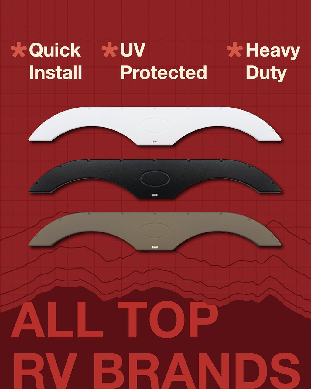 ICON Tandem Axle RV fender skirt FS1770 for Crossroads, Dutchmen, Forest River, Keystone, Palomino, KZ, Heartland, Skyline & more - 69 3/8' x 9 1/2' overall measure, Polar White