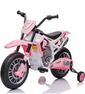 12V Electric Dirt Bike for Kids Battery Powered Motorcycle for Kids Girls Ride On Toy Motorbike with 2 Speeds Training Wheels Spring Suspension, Light Pink