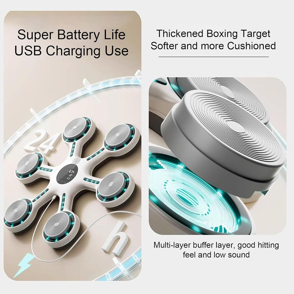 Music Boxing Machine, Wall Mount Electronic Boxing Target, Light Speed Adjusts Automatically According to Accuracy, with A Pair of Gloves