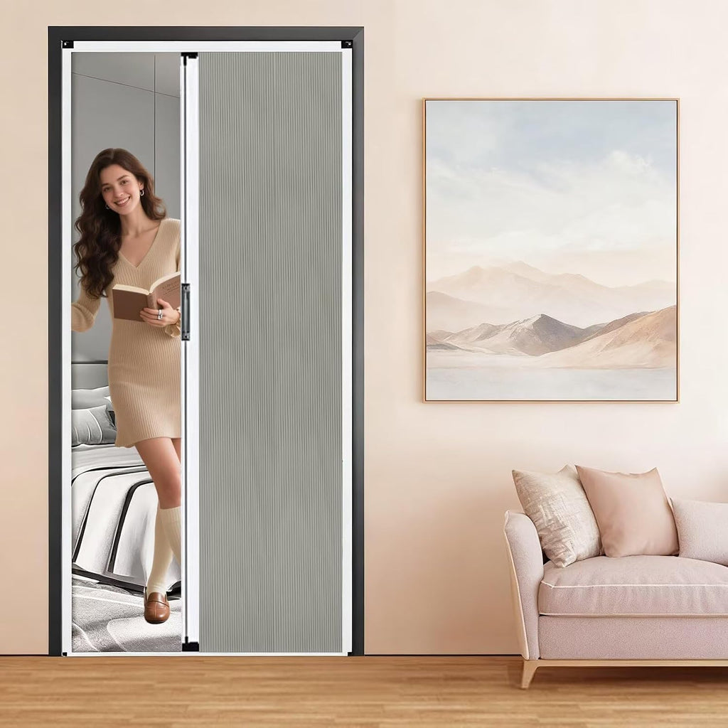 22x56in Accordion Door, Aluminum Frame with Waterproof,Heat-Insulating Cellular Fabric, Pleated Folding & Retractable Doors for Closet/Doorway/Bedroom/Bathroom/Living, Closets Gray