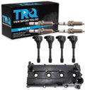 TRQ Ignition Coil and Spark Plug Kit 9 Piece Iridium Spark Plugs Valve Cover Compatible with 2005-2019 Nissan Frontier