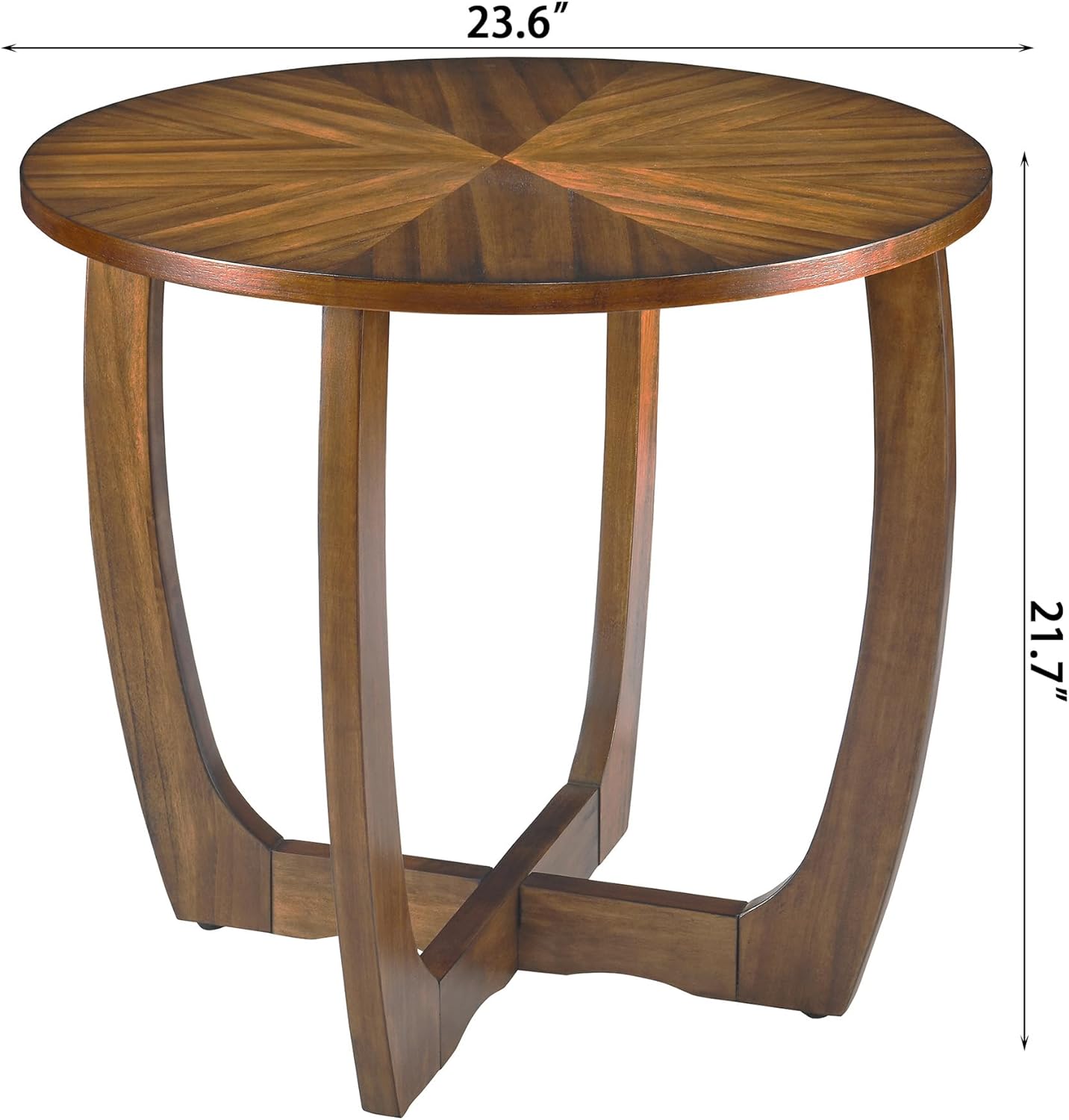 LEEMTORIG Mid Century Modern Round End Side Table Living Room, Walnut End Table Solid Wood Side Table, 23.6' Dia. Large Drum End Table Circle Nightstand Bedroom, Easy Assembly, Brown Walnut CJZ-3223