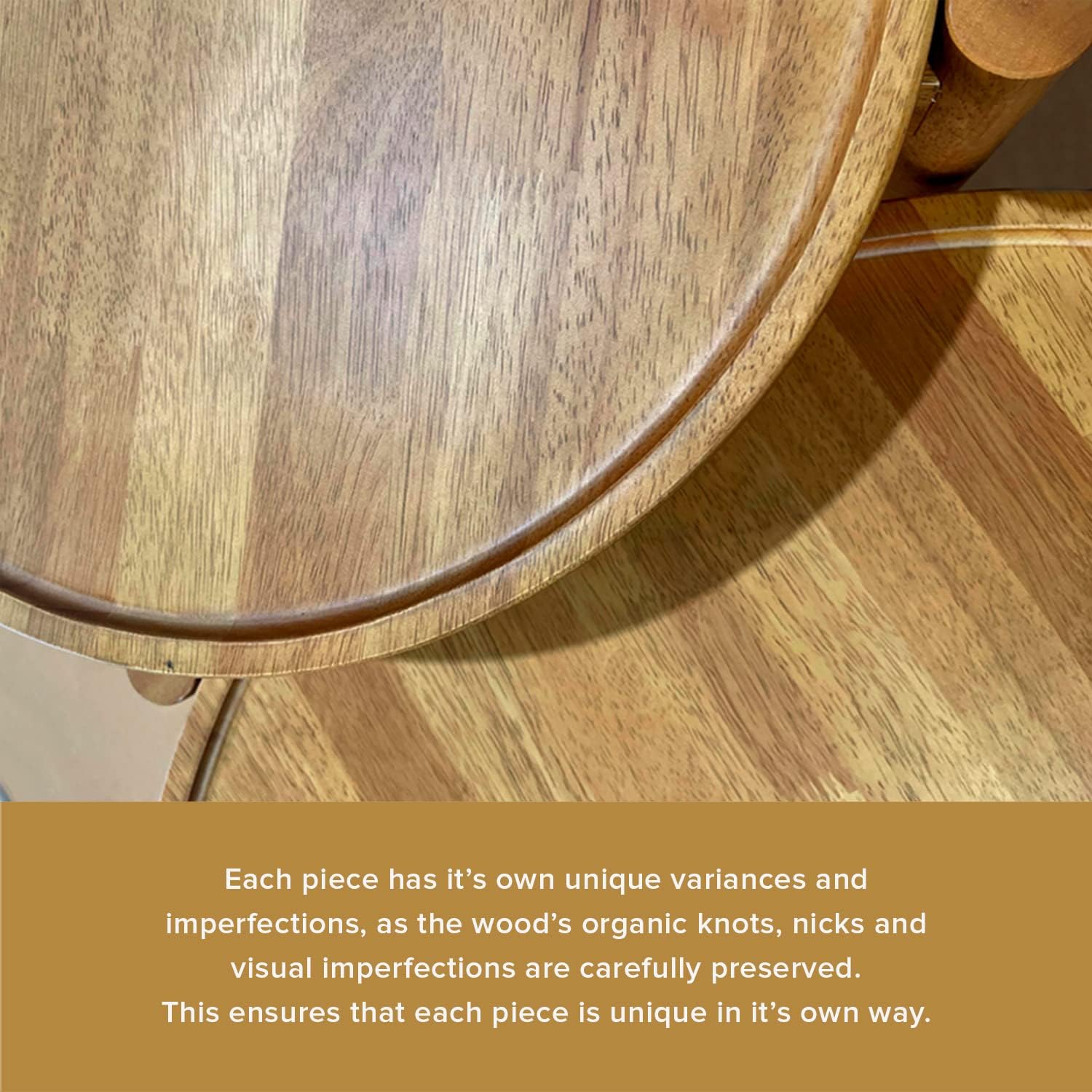 mopio Dylan Solid Wood Nesting Coffee Table Set (Mango Wood Oak, Round)