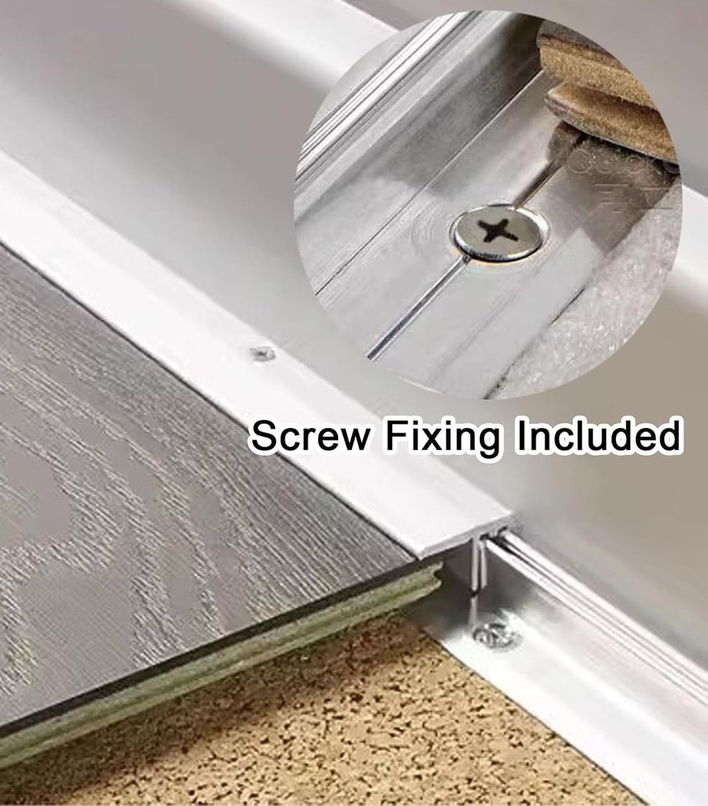 YHNNH Aluminum Doorway Threshold Transition Strip - 72-36 Inch Floor Seam Covering Strips for Uneven Floors(Gray,183cm 54mm)