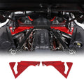 Real Carbon Fiber Engine Bay Panel Cover Compatible with Chevrolet Corvette C8 2020-2026, Front Hood Lift Supports Shock Struts Base Trim Cover Accessories 2Pcs (Red)