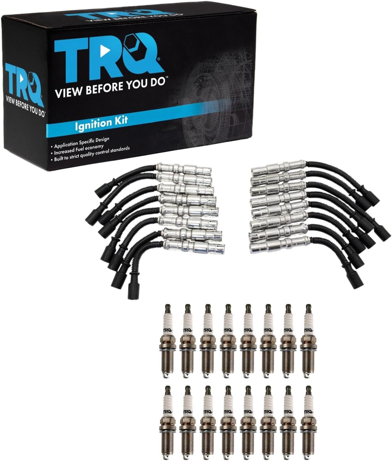 TRQ Spark Plug Kit 17 Piece Iridium Plugs Compatible with 1998-2008 Mercedes-Benz C43 AMG 1998-2006 CL500 1999-2005 SL500 2000-2006 S430 2000-2006 S500 2003-2006 E500 2002-2007 ML500 1999-2003 CLK430