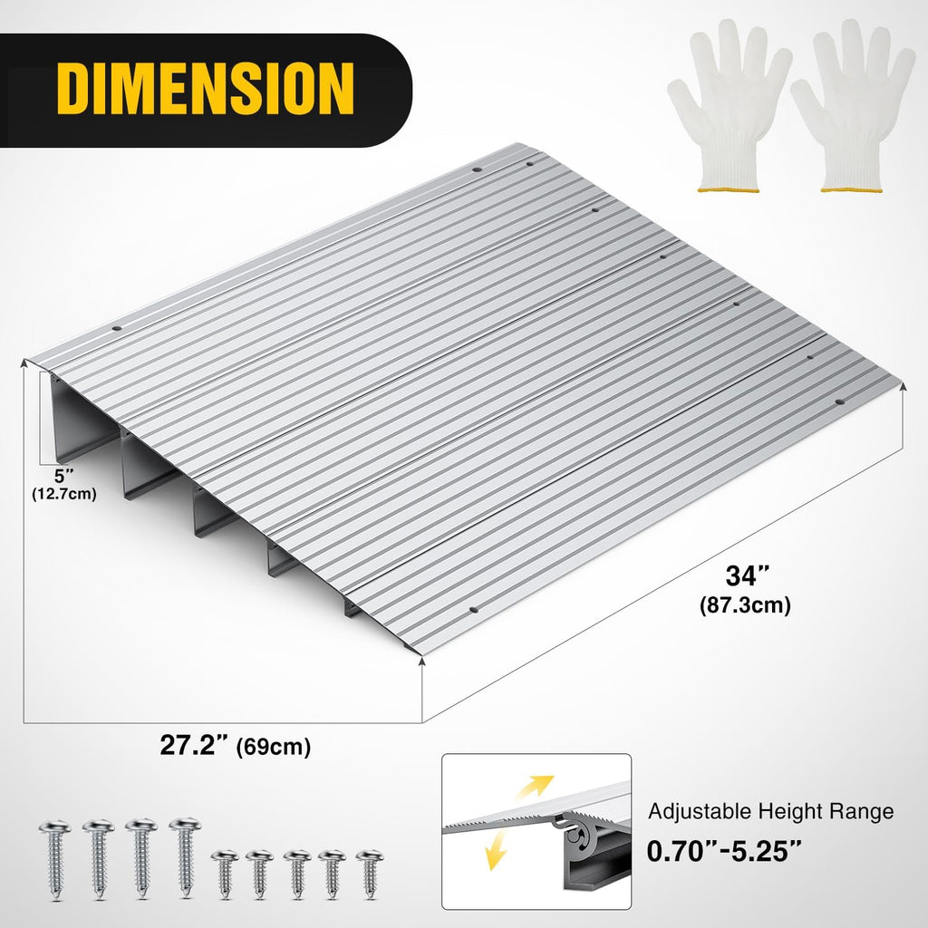 Nilight Door Threshold Ramp, 5' Rise Portable Aluminum Wheelchair Door Entry Ramps for Sheds Doorways Home Steps