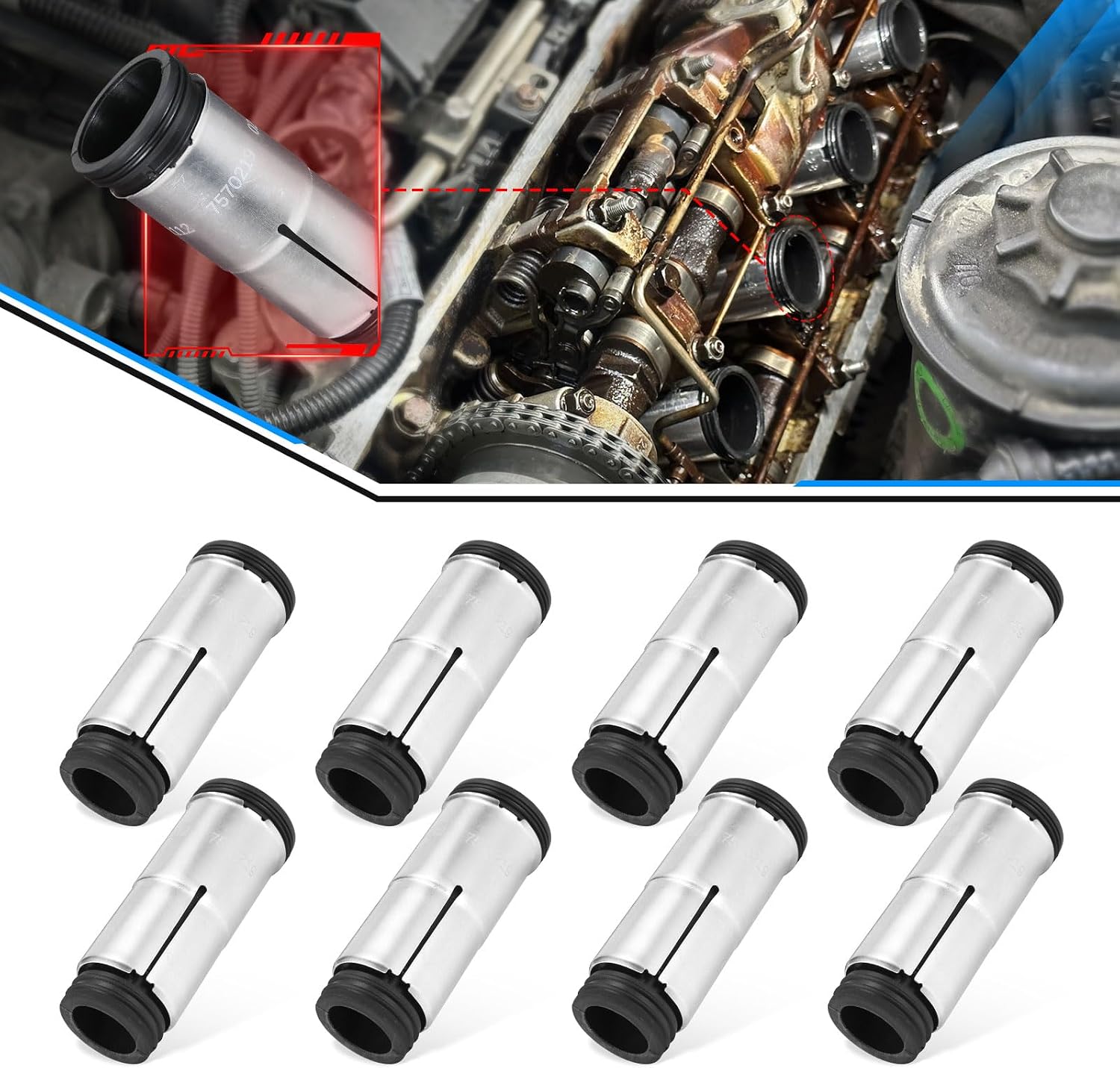 8Pcs Spark Plug Protect Tube Compatible with BMW X5 E53 E60 E63 E64 E65 E66 E70 (Replaces 11127570219)