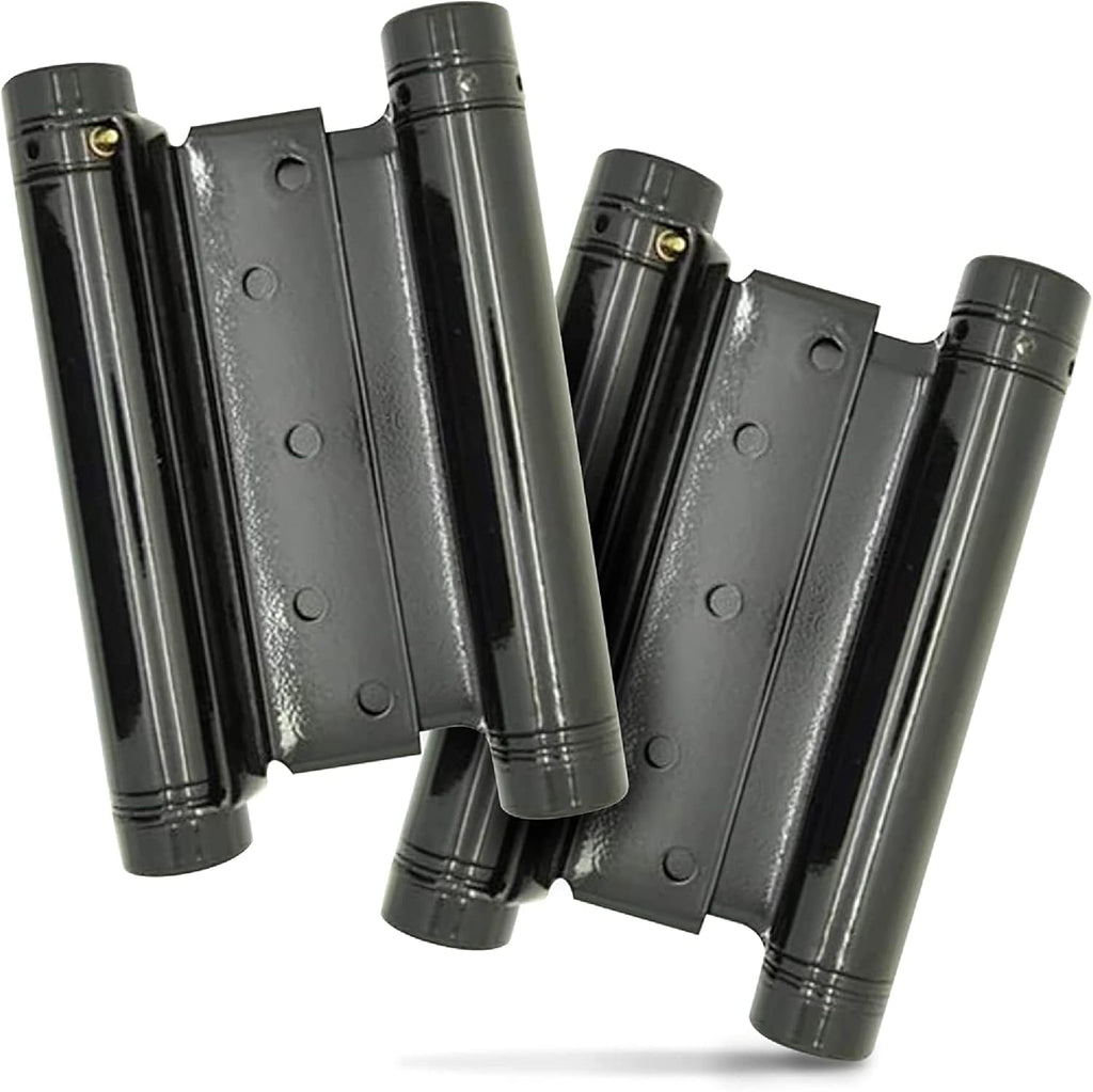 Swinging Cafe Doors - 6' Double Action Hinge – Heavy Duty Door Hinges for Saloon & Cafe Bar Swinging Doorways – Commercial Grade, Adjustable Tension for High Traffic Use, Gloss Black, 2 Units