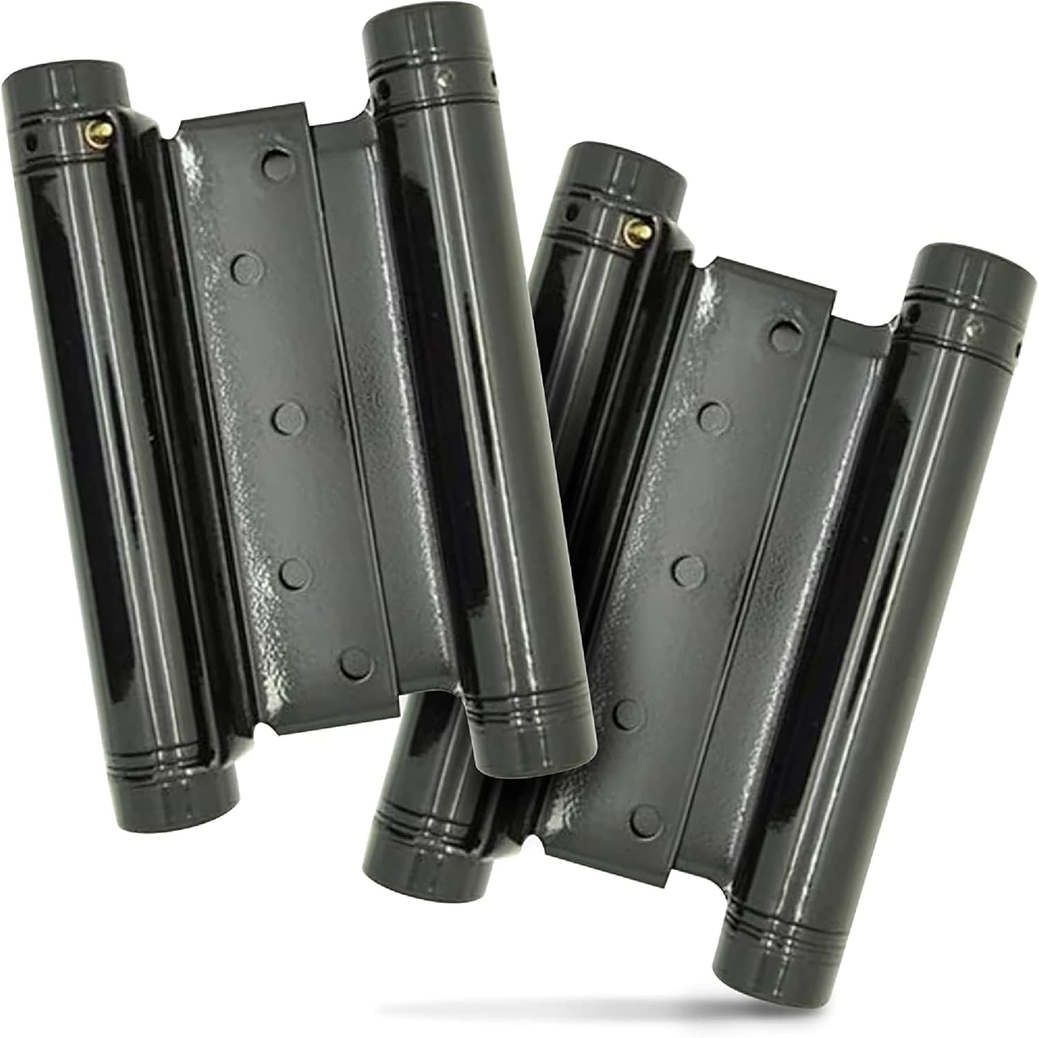 Swinging Cafe Doors - 6' Double Action Hinge – Heavy Duty Door Hinges for Saloon & Cafe Bar Swinging Doorways – Commercial Grade, Adjustable Tension for High Traffic Use, Gloss Black, 2 Units