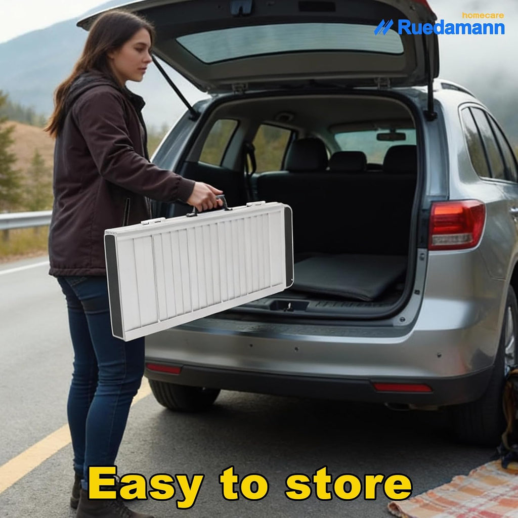 Ruedamann 4 FT Wheelchair Ramp, 30.3'' Wide Portable Ramps for Wheelchairs for Home, Non-Slip Aluminum Ramps with Handle, 600 LBS Capacity Wheelchair Ramps for Home Steps, Doorways, Door Entry, Stairs