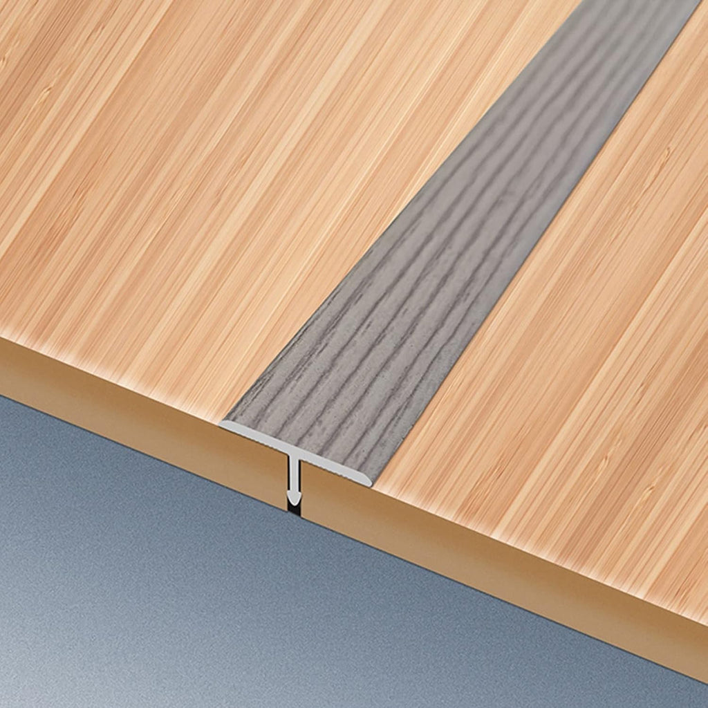 Metal T Molding Transition Strip, Carpet Edge Trim Self Adhesive, Gray Reducer Doorways Threshold Ramp for Flat Floor, Wood Effect Edging Strips (Color : Width 33mm, Size : Length 100cm (39.4in))