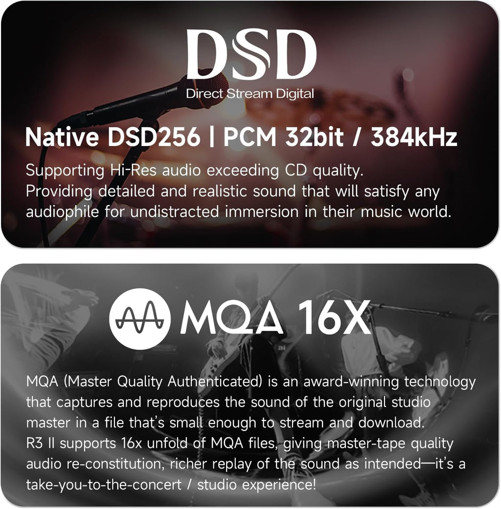 HiBy R3 II 2025 Hi-Res Audio Player - Dual DAC Chips, MQA Decoding, Qobuz/Tidal Player with Bluetooth 5.1, 3.5mm SE/4.4mm BAL Ports | Up to 2TB Expandable Storage