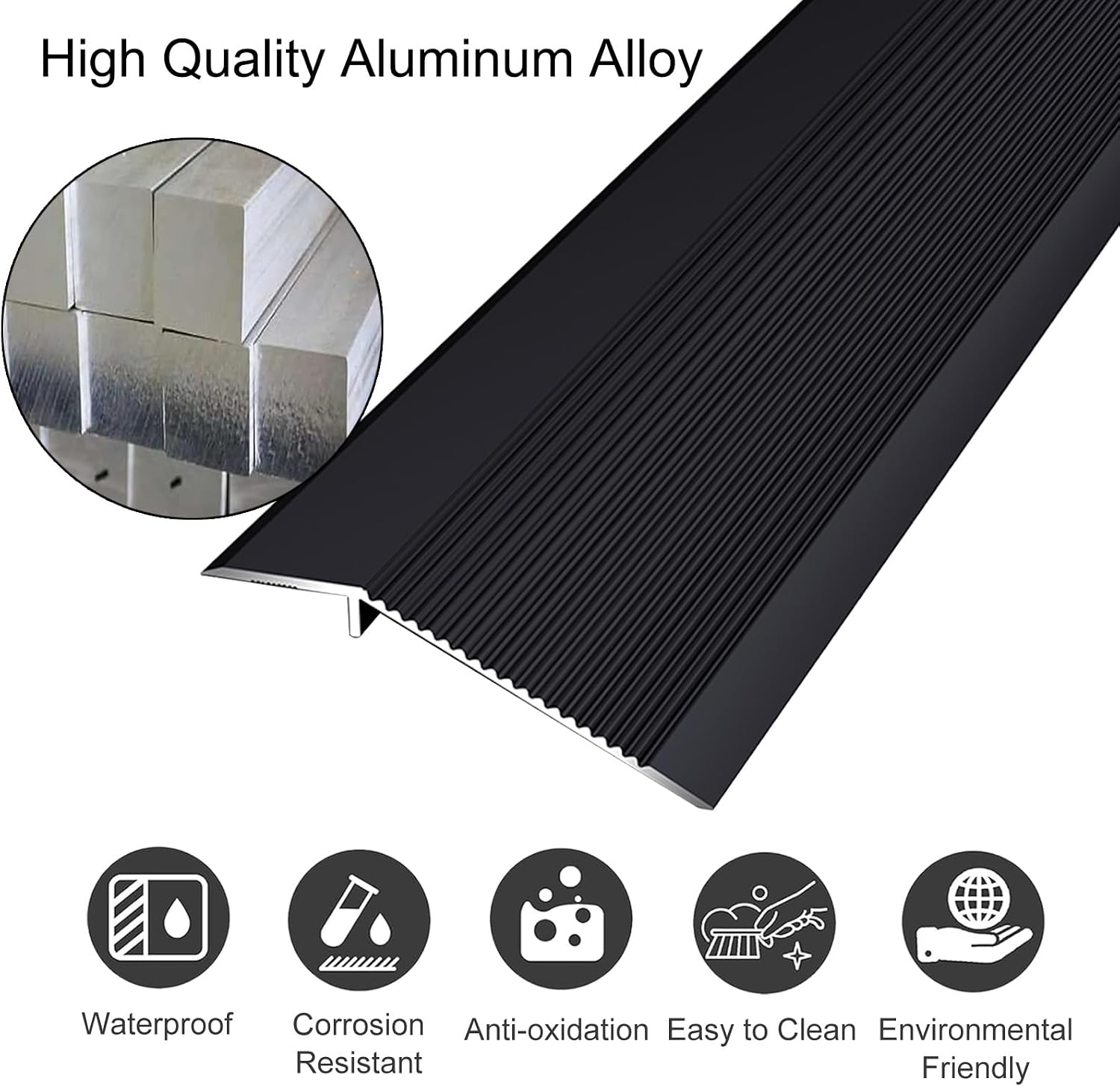 Aluminum Floor Transition Strip, Flooring Reducer for Wheelchair Ramp, Height Adjustment 1-3.5cm, Suitable for Doorways and Thresholds, Durable and Safe