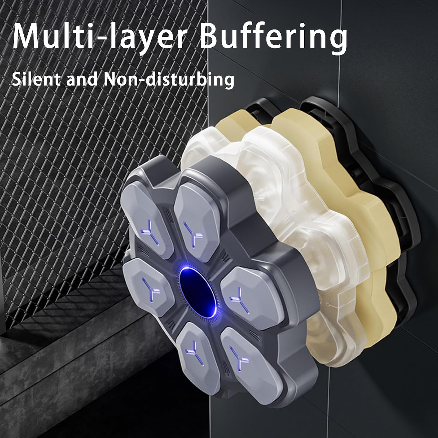 Music Boxing Machine,Smart Wall-Mounted Boxing Equipment with Gloves and Multifunctional Panel,Boxing Target Workout Punching Equipment for Home,Black,45.5 cm x 45.5 cm