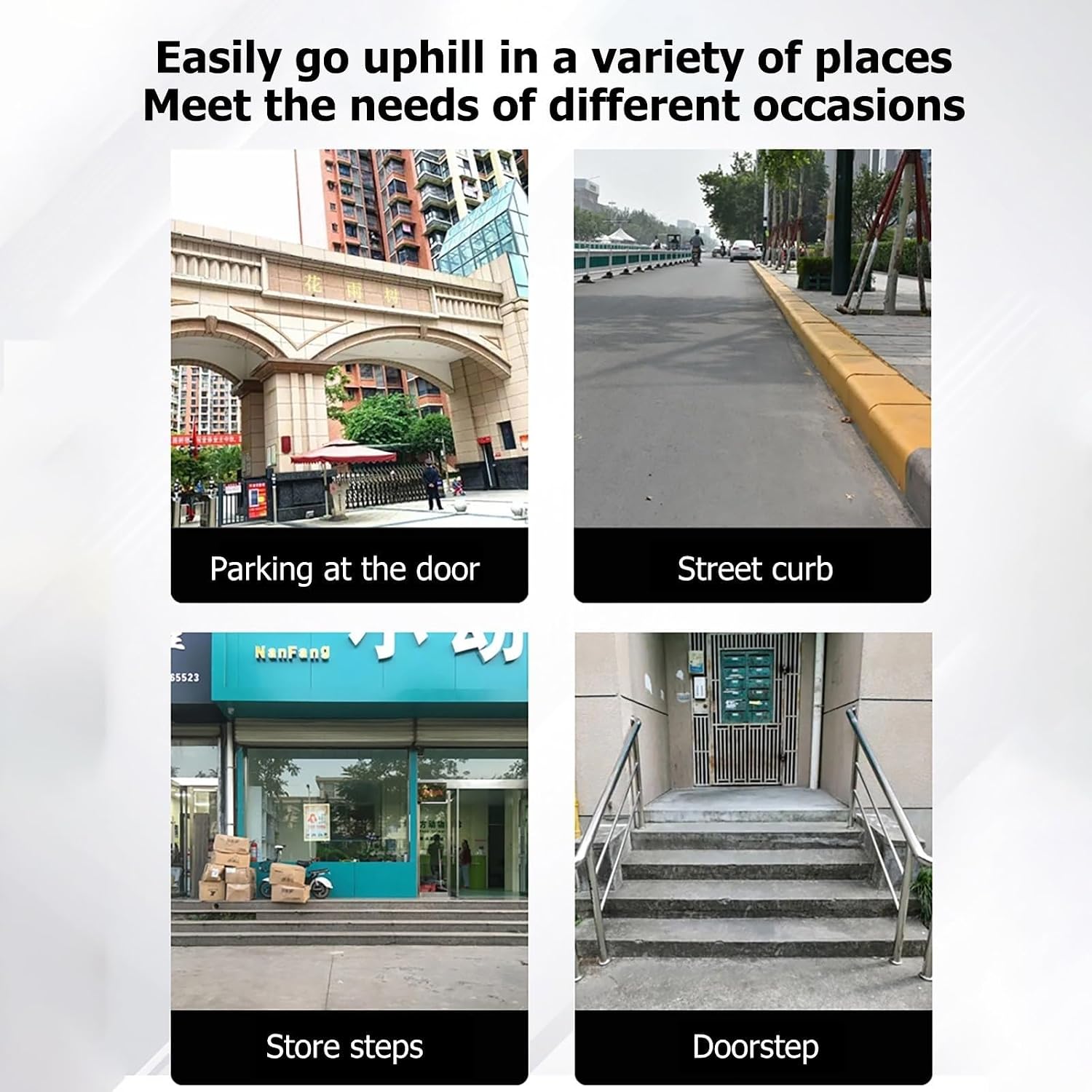 Rubber Curb Ramp, Heavy Duty Vehicle Loading Ramps, Driveway Threshold Sidewalk Ramps for Garage Truck Wheelchair Vehicle,2' Rise(100x15x3cm)