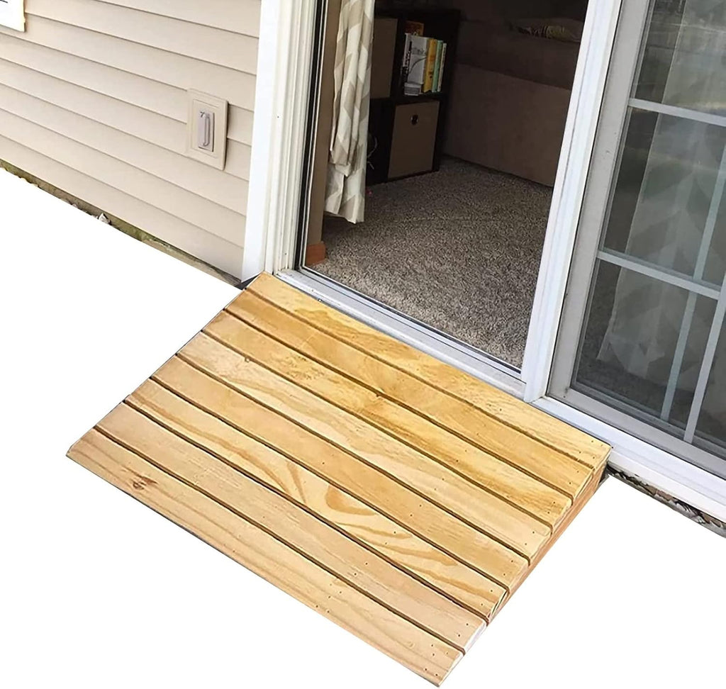 Portable Wooden Threshold Ramp for Doorway 2-6in Rise, Non-Slip Surface Durable Entry Wheelchair Ramp for Home/Garden Step/Sheds Doors (Size : 30.8x30x11cm/12.1x11.8x4.3in)