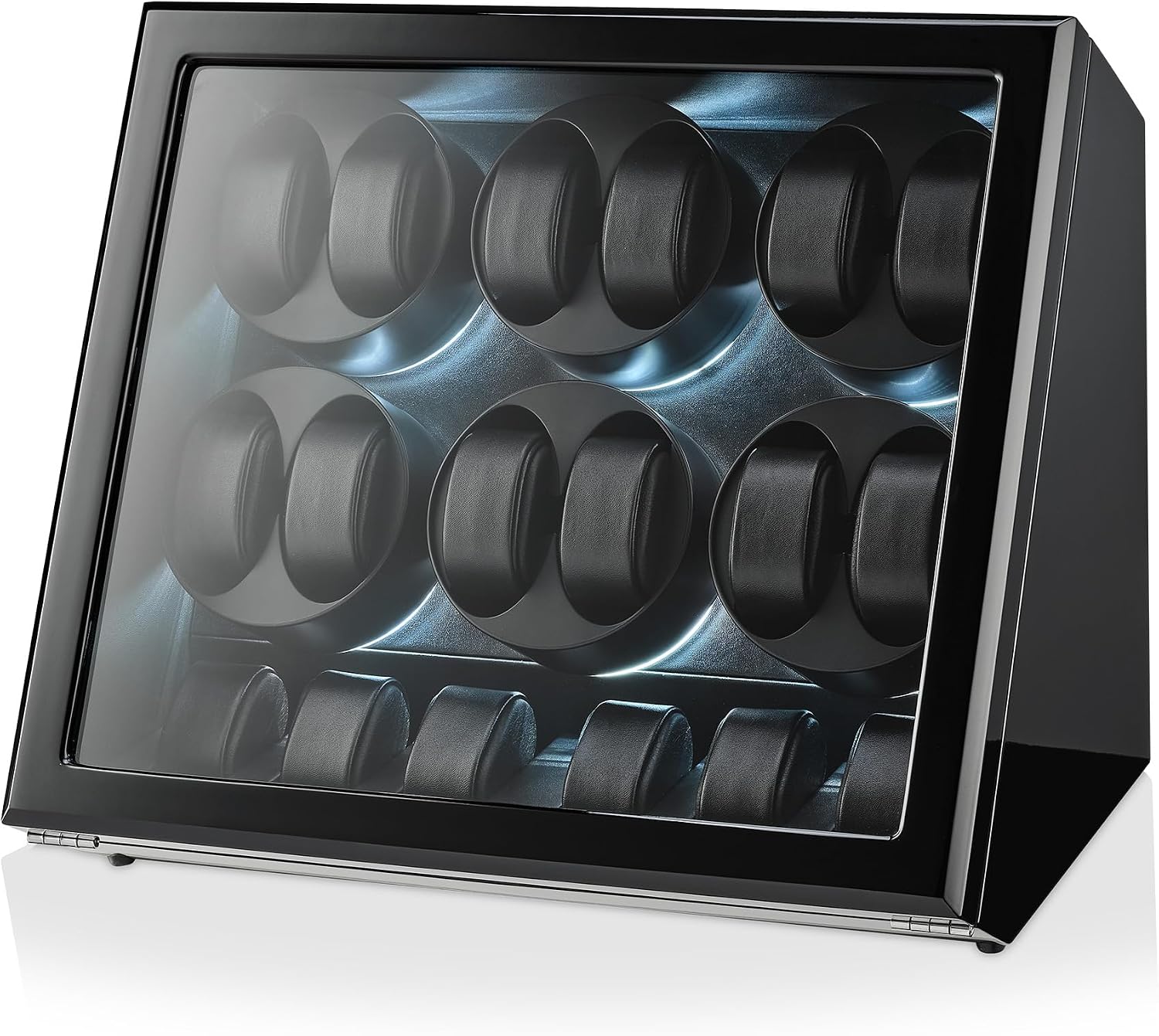 TIMECUBE 12 Watch Winder with 6 Storage Slots, LED Light and Automatic Motor-Stop