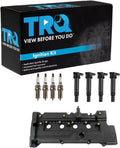 TRQ Ignition Coil and Spark Plug Kit 4 Piece Iridium Spark Plugs Compatible with 2007-2011 Hyundai Accent 2009-2011 Kia Rio 2009-2011 Rio5