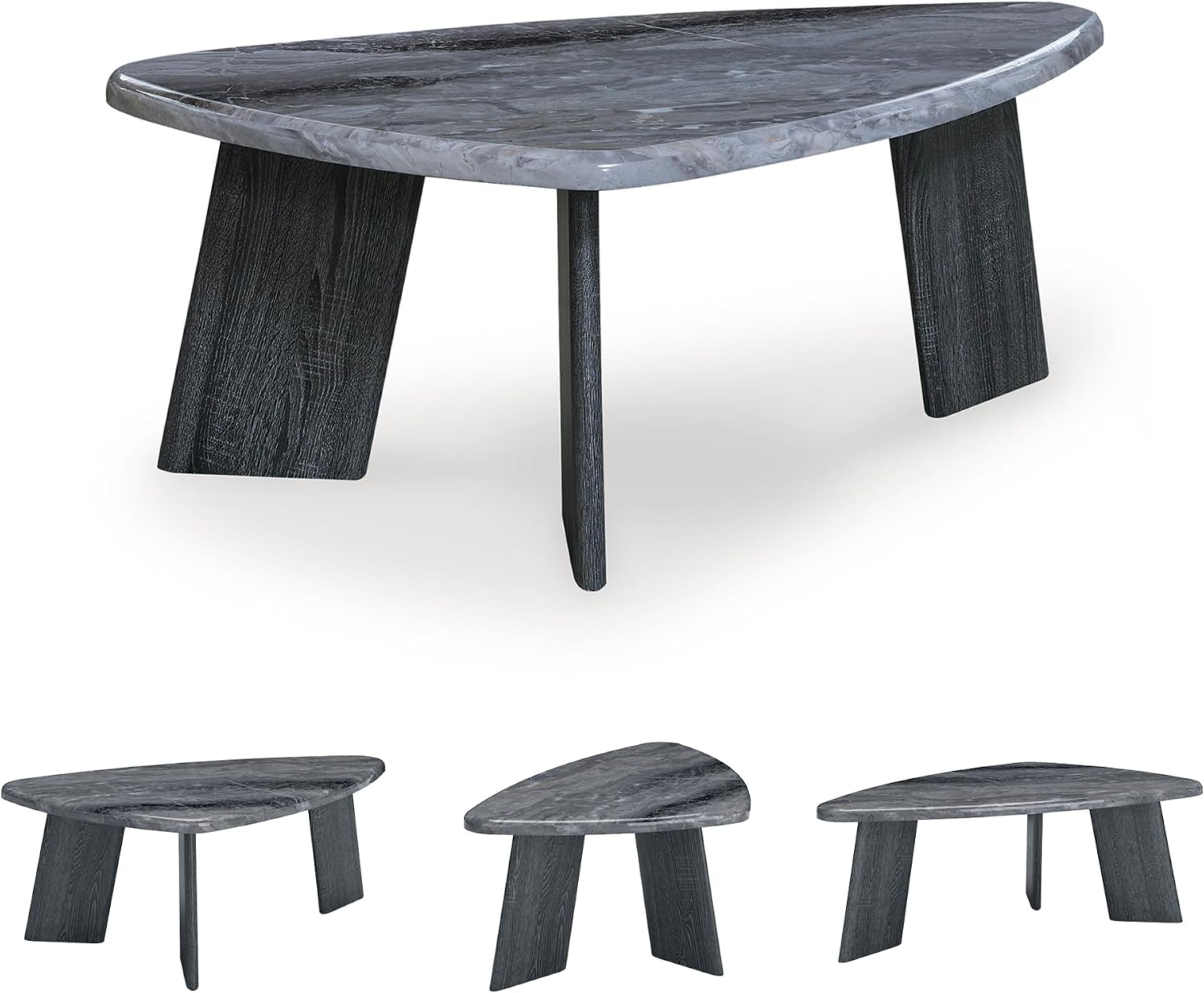 Signature Design by Ashley Bluebond Contemporary Table Set for Living Room, Set of 3, Gray