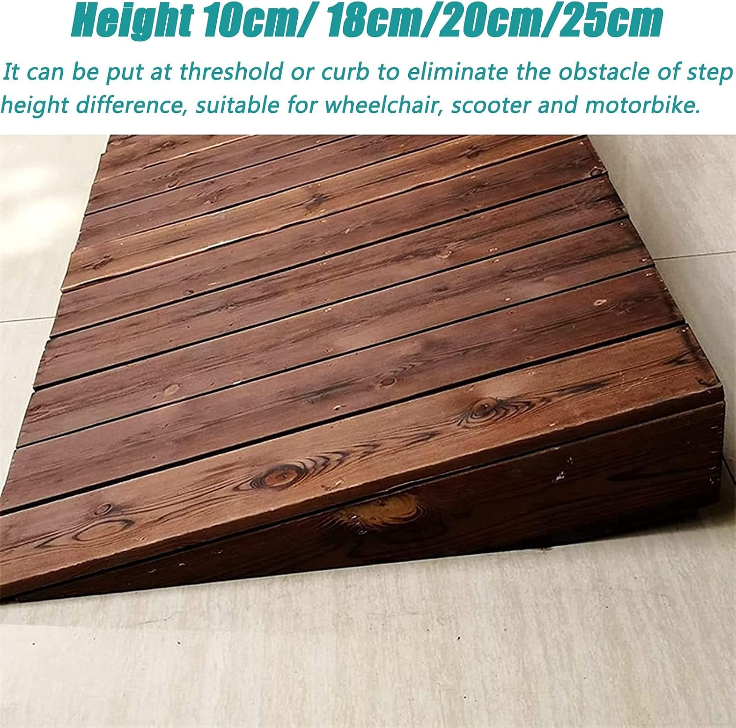 GUNEL 4inch/7inch/8inch/10inch Rise Threshold Ramp for Doorways, Portable Wooden Curb Transition Ramps for Curb/Driveway/Garage Door/Stair/Sheds, Non Slip Surface (Size : 60x70x18cm)