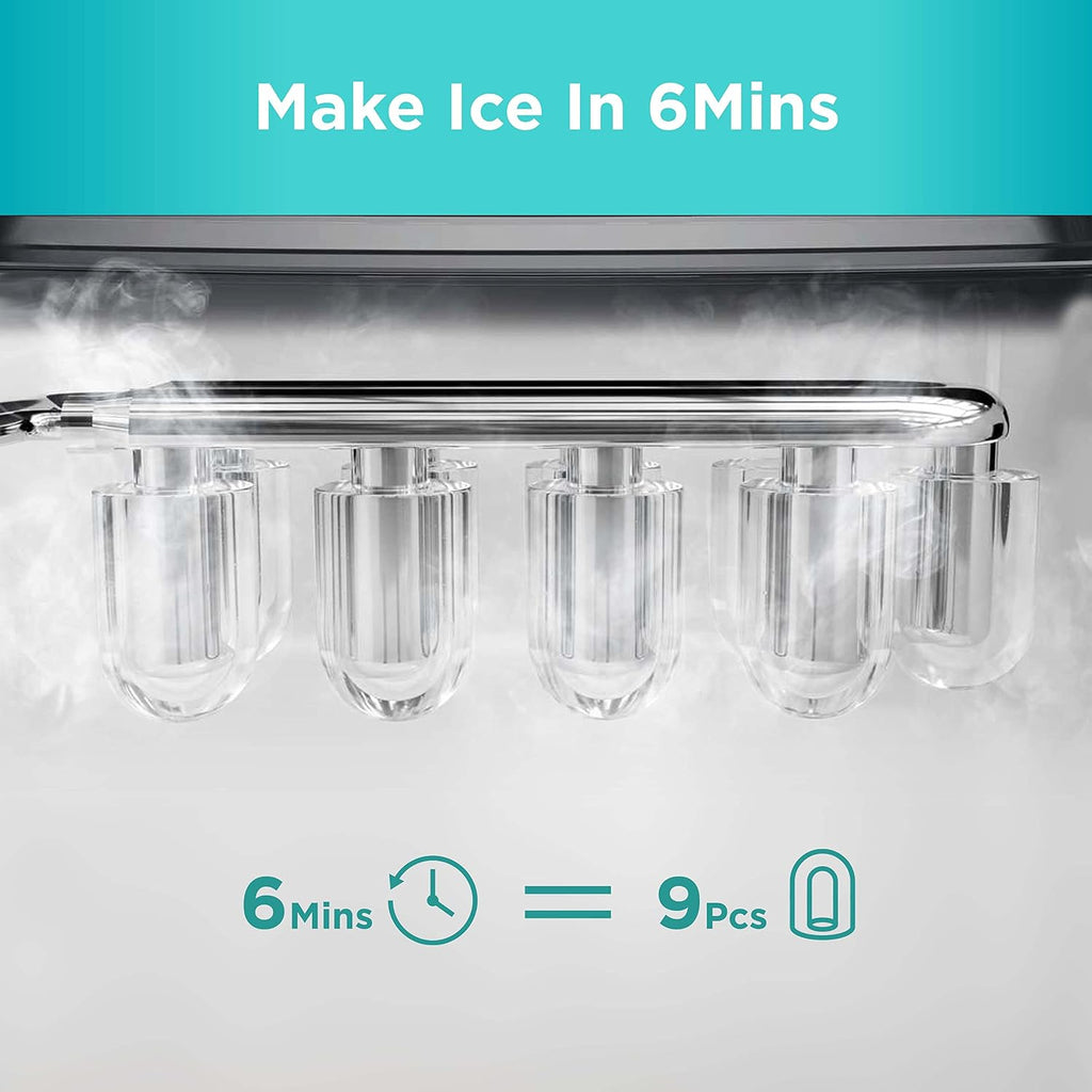 Silonn Ice Makers Countertop, 9 Cubes Ready in 6 Mins, 26lbs in 24Hrs & Brita Standard Water Filter Replacements for Pitchers and Dispensers, Lasts 2 Months, Reduces Chlorine Taste and Odor, 4 Count
