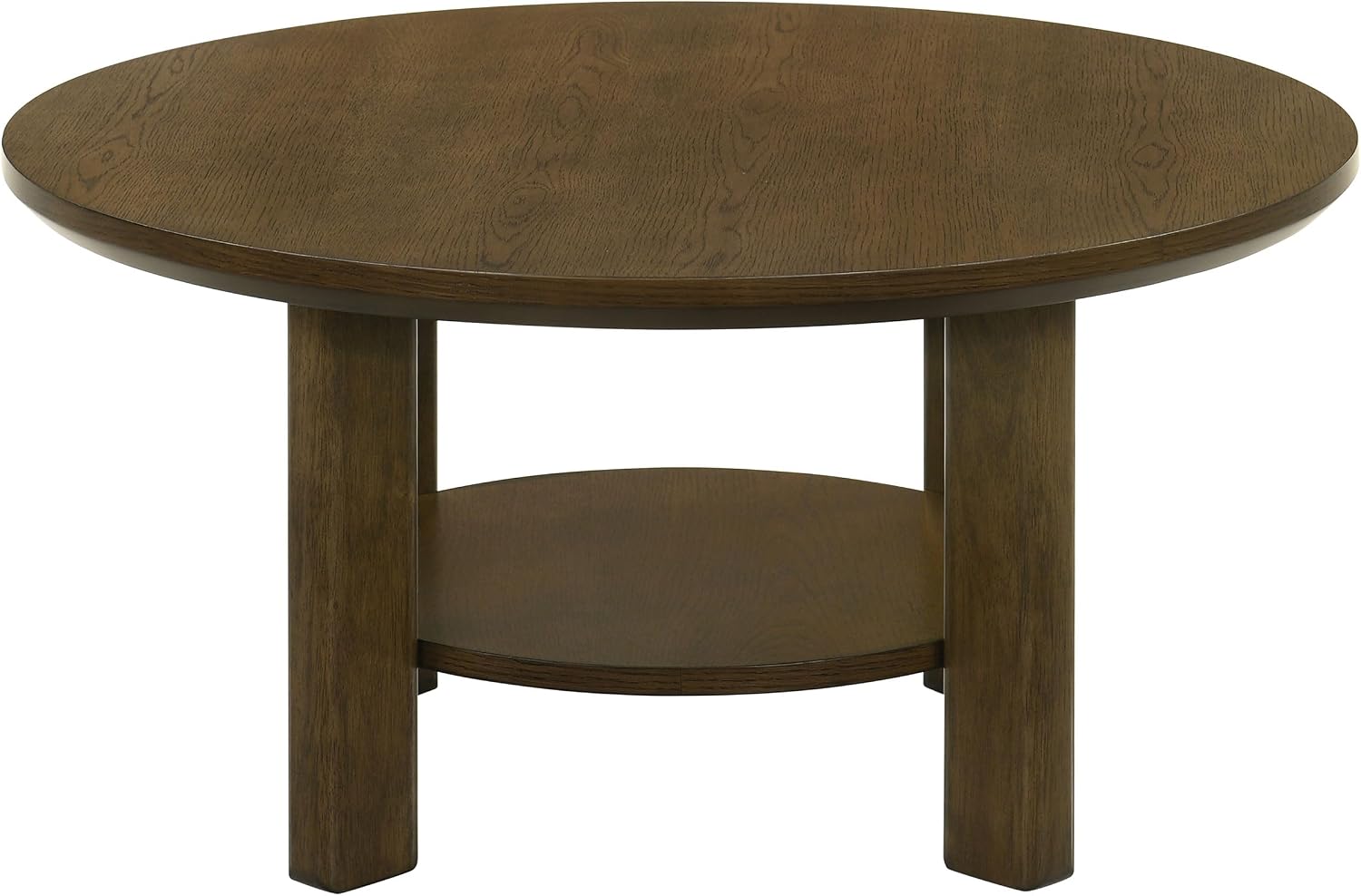 Coaster Home Furnishings - Ottowa - Wood - Round Coffee Table with Open Shelf, Sculpted Legs and Transitional Style - Living Room - Brown - 706308