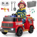 HONEY JOY Ride On Fire Truck, 12V Battery Powered Electric Car for Kids, Water Tank, Loudspeaker, Shovel, Music, Siren & Light, Firetruck Ride On Toy, Ride On Car w/Remote Control (Fire Truck)