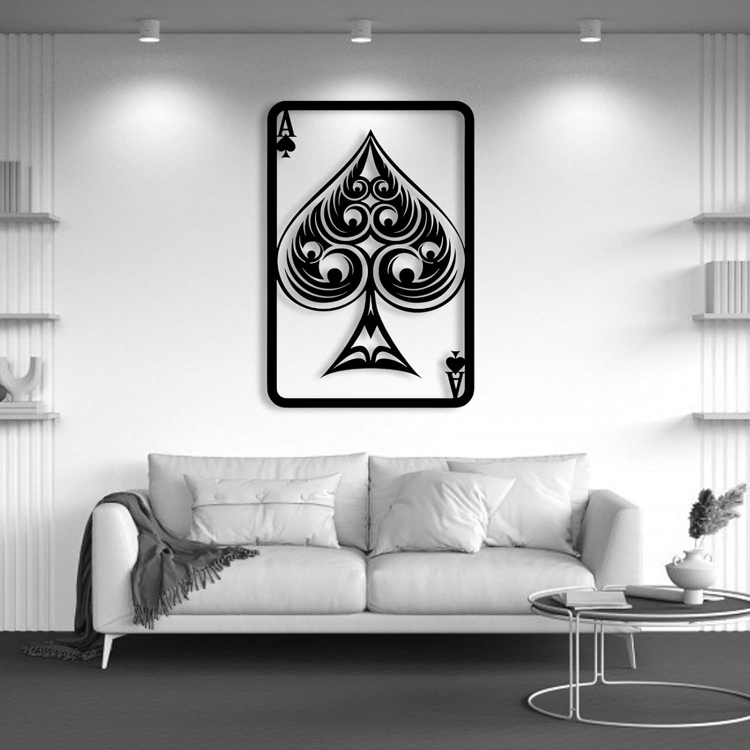 Aportif Metal Ace of Spades Wall Decor, Ace of Spades Card Wall Art, Poker Decorations, Playing Cards Art, Housewarming Gift, Living Room Decor (Black, 24x35 in / 60x89 cm)
