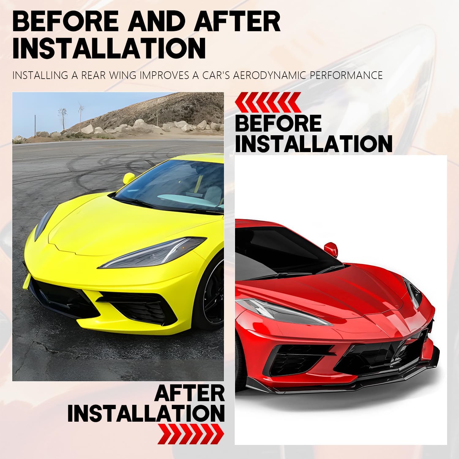 Front Bumper Lip Splitter Spoiler Compatible with Chevy Corvette C8 2020-2025, C8 Front Lip, Corvette C8 Front Splitter Air Dams Chin Spoiler Auto Parts Accessories (Front Lip-Gloss Black)