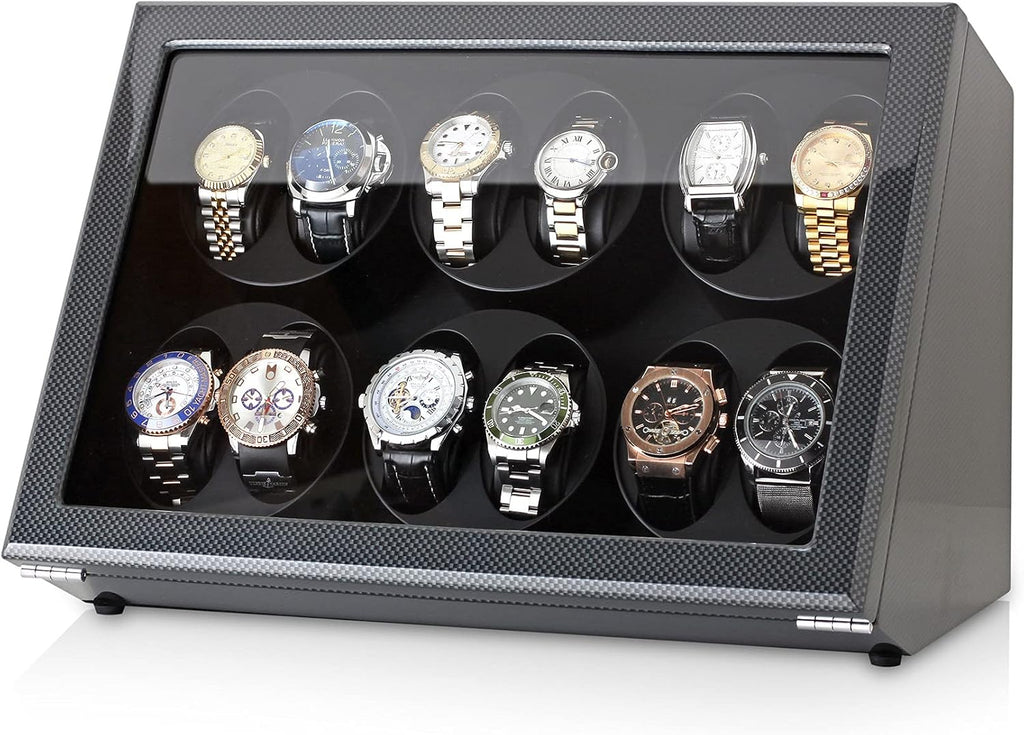 12 Watch Winder for Automatic Watches with Motor-Stop and Battery Option