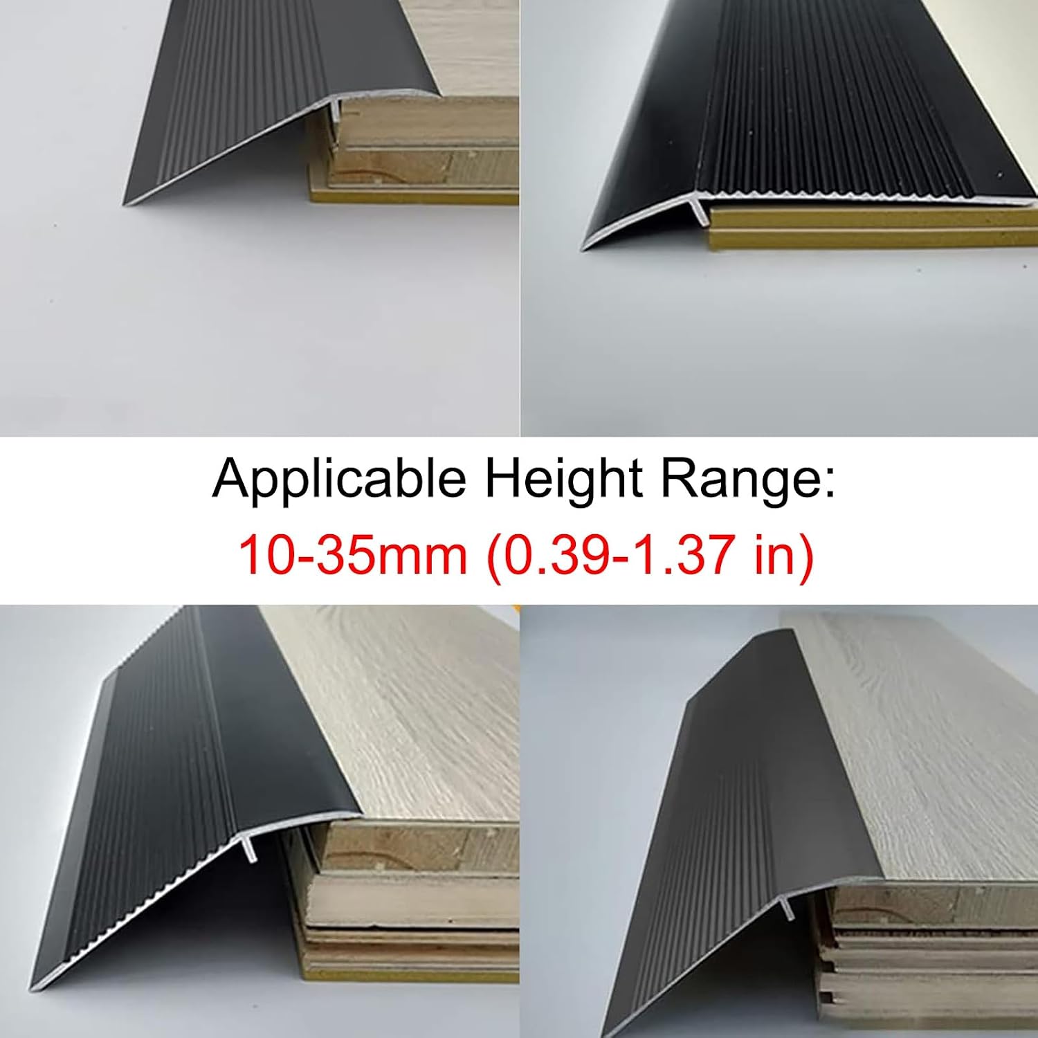 Aluminum Threshold Transition Strip, Height Gap Bridge 0.4 to 1.4in for Doorway, Transition Between Tile and Laminate Planks