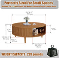 30.5' Storage Round Coffee Table, Modern Coffee Tables with Rattan-Accent Top and Sides, Wooden Circle Center Table for Living Room, Small Spaces, and Apartments, Easy Assembly