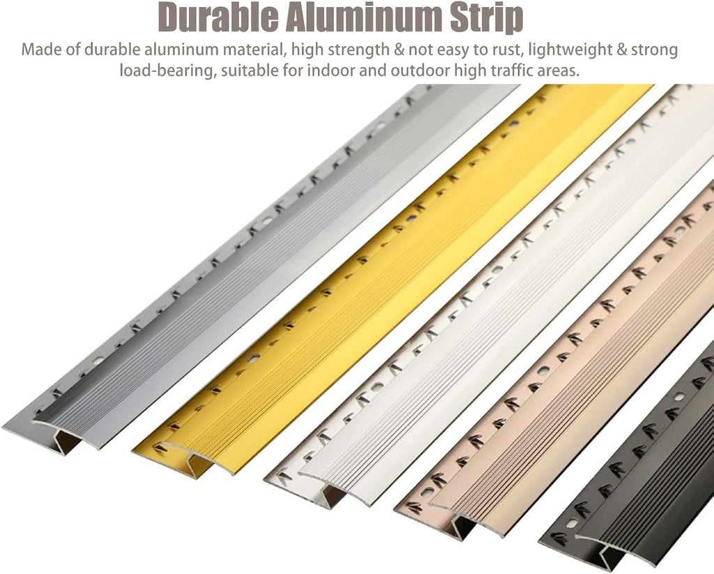 Carpet to Wood Floor Transition Strip - Metal Z Molding Doorway Threshold Edging Trim for Tile and Hardwood Flooring - Cuttable Design for Easy Installation