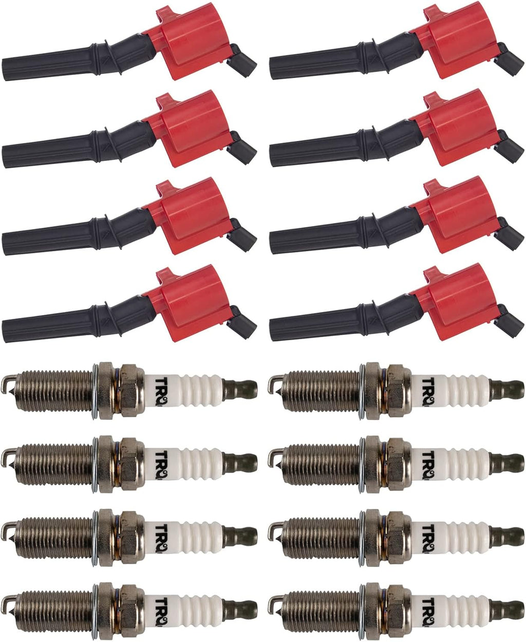 TRQ Ignition Coil & Spark Plug Kit Iridium 16 Piece Compatible with 1997-2010 Ford F-150 1999-2016 E-350 Super Duty 1998-2011 Lincoln Town Car Mercury Grand Marquis