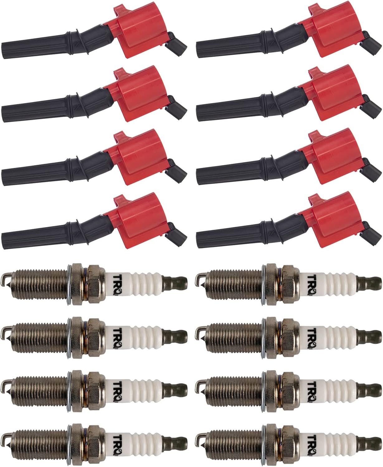 TRQ Ignition Coil & Spark Plug Kit Iridium 16 Piece Compatible with 1997-2010 Ford F-150 1999-2016 E-350 Super Duty 1998-2011 Lincoln Town Car Mercury Grand Marquis